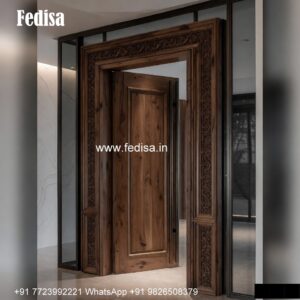 Home Entry Wooden Door Balcony Glass Door Design No-4707