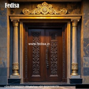Traditional Carved Wooden Front Door Ideas Iron Door Frame Design No-4712