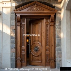 Elegant Double Door Classic Entry Design Front Door With Window Design No-4756
