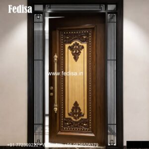 Classic Wooden Main Door Design For Home Puja Room Glass Door Design No-4793