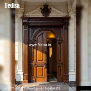 Arch Top Wooden Door Iron Door Design For Flats No-5171