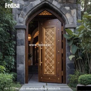 Home Entry Wooden Door Stainless Steel Front Door Design No-5281