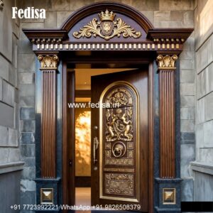 Traditional Carved Wooden Front Door Ideas Door Grill Color No-5286