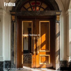 Solid Wood Classic Door Teak Brown Color Door No-5348