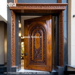 Arch Top Wooden Door Brass Design For Main Door No-5376