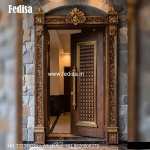 Handcrafted Wooden Door Teak Wood Pooja Door Design No-5434