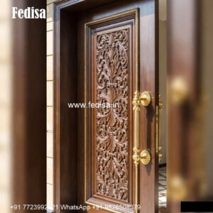 Handcrafted Wooden Door Ss Grill Door Design No-5516