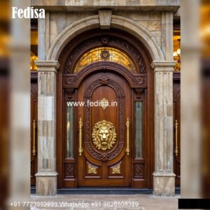 Home Entry Wooden Door Main Door Side Wall Design No-5527