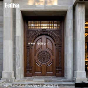 Elegant Double Door Classic Entry Design Temple Glass Door Design No-5576