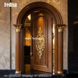 Carved Wooden Doors Main Gate Single Door Iron Gate Design No-5638