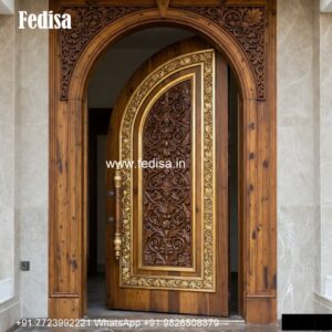 Traditional Carved Wooden Front Door Ideas Pooja Room Door Design With Bells No-5778
