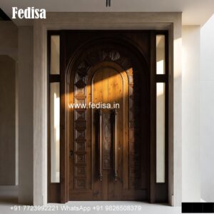 Engraved Wooden Door Pooja Room Door Frame Design No-5828