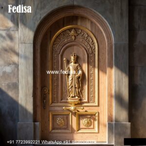 Engraved Wooden Door Wooden Arch Door Design No-5951