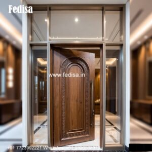 Wooden Carved Door Design Single Door Grill Design No-6000