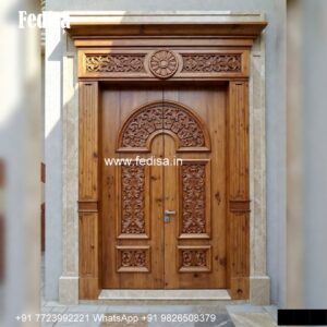 Handcrafted Wooden Door Pooja Room Plywood Design No-6049