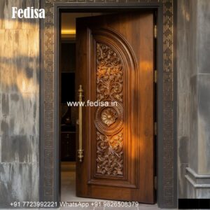 Handcrafted Wooden Door Loha Gate Design Single Door No-6090