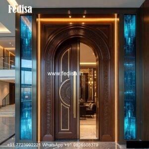 Italian Style Wooden Doors Glass Etching Designs For Mandir No-6098