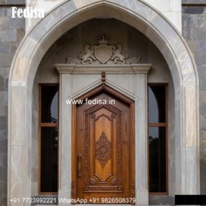 Arch Top Wooden Door Single Door Iron Gate Design No-6237