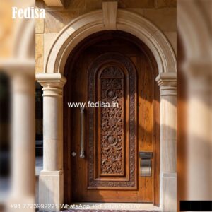 Engraved Wooden Door Iron Double Door Design No-6402