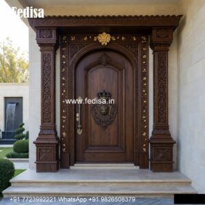Mahogany Classic Doors Pooja Door Glass Design No-6498