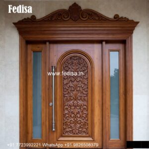 Solid Wood Classic Door Main Door Attached Glass Design No-6537
