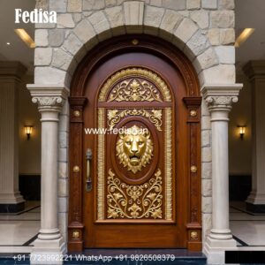 Elegant Double Door Classic Entry Design Teak Door Price No-6560