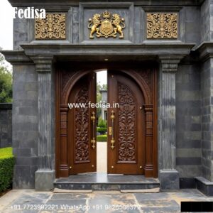 Mahogany Classic Doors House Entrance Canopy Design No-6580