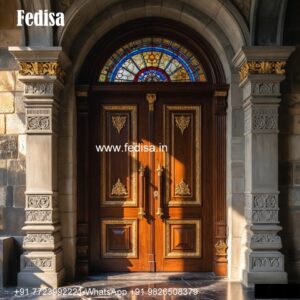 Heritage Door Design Glass Design For Pooja Room No-6740