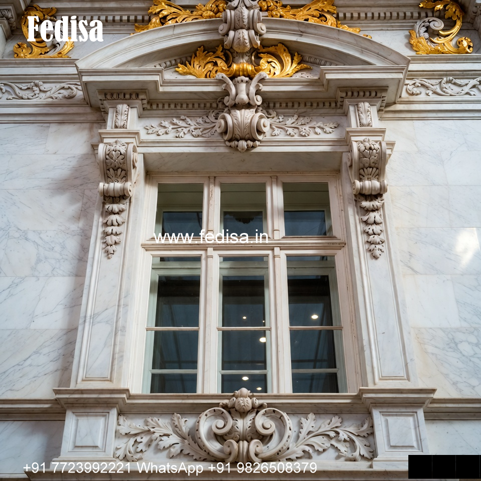 Stone Finish Window Frame Glass Panel Classic Windows No-174