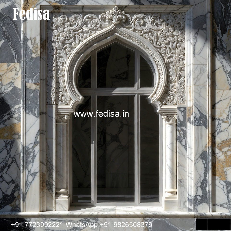 White Marble Window Design Arched Window Design No-244