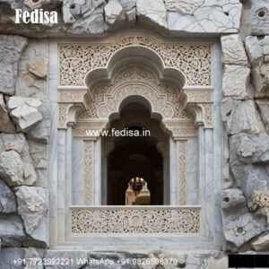 Marble Window With Wooden Frame Combination Stained Glass Window Design No-569