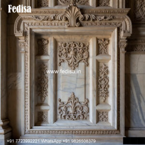 Marble Jali Window Design Traditional Window Design With Glass Panels No-583