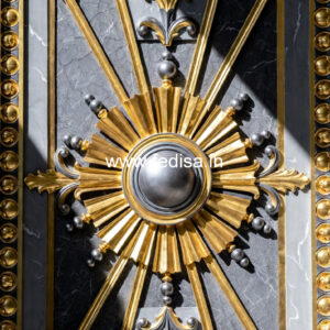 Heritage Wall Style False Ceiling Design For Bedroom With Fan No-317