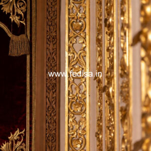 Neoclassical Wall Decor Hall Fall Ceiling Design With 2 Fans No-1877