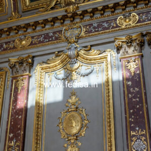 Wooden Wall Panel Design L Shaped Hall False Ceiling No-3133