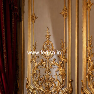 Feature Wall Classic Style L Shape Hall False Ceiling Design No-3944