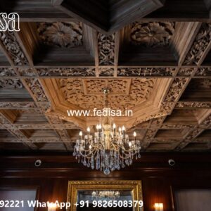 Wooden Ceiling Design Double Fan Pop Design No-320