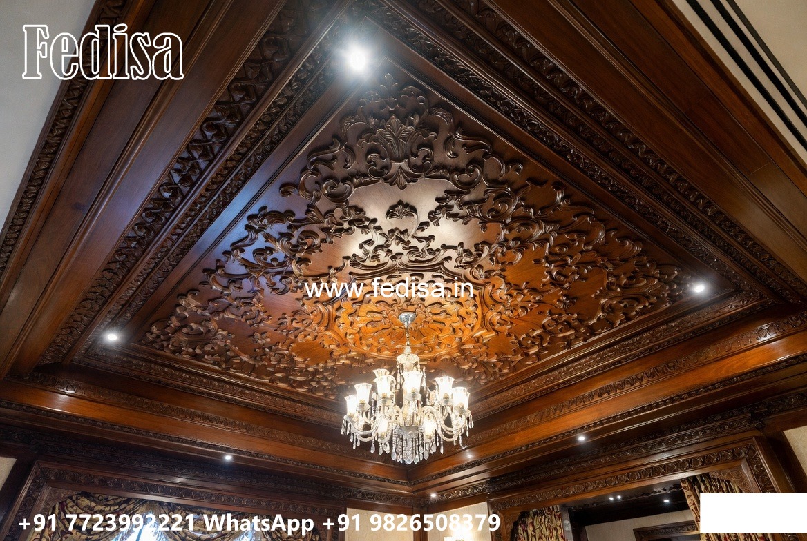 Wooden Ceiling Design Pop Design With Color No-495