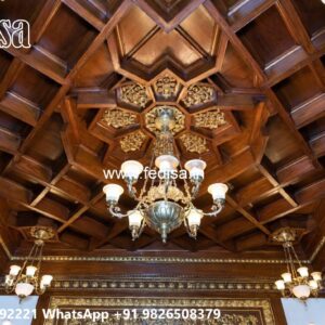 Wooden Ceiling Design L Shape Pop Design No-666