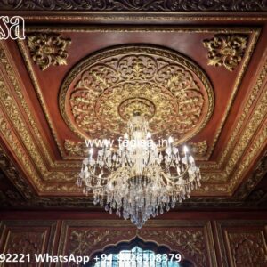 Wooden Ceiling Design Pop Design Hall 2 Fan No-736