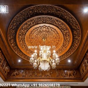 Wooden Ceiling Design Pop Design For Living Room With Two Fans No-1307