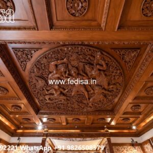 Wooden Ceiling Design False Ceiling Design With 2 Fans No-1344