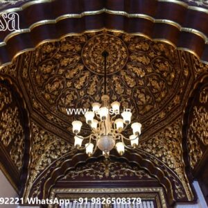 Wooden Ceiling Design Hall Gypsum Design No-1441