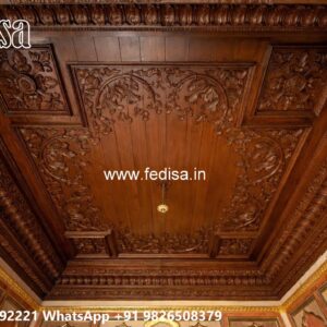 Wooden Ceiling Design False Ceiling With 2 Fans No-1500