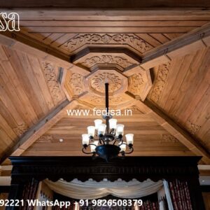 Wooden Ceiling Design Bed Room False Ceiling Design With Fan No-1547
