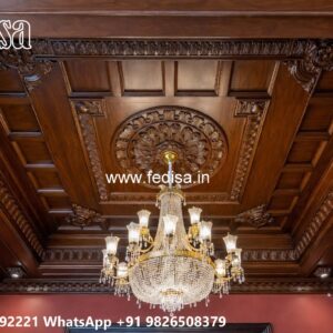 Wooden Ceiling Design Pop 2 Fan Design No-1628