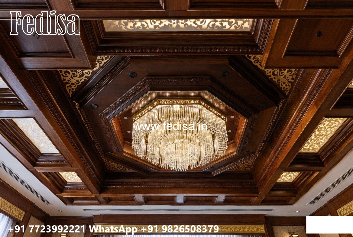 Wooden Ceiling Design Living Room Gypsum Ceiling No-1736