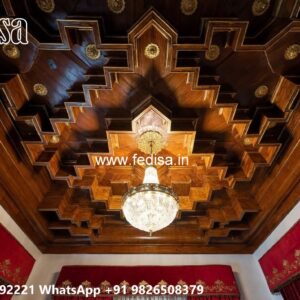Wooden Ceiling Design Entrance Lobby False Ceiling Design No-1751