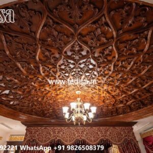 Wooden Ceiling Design Round Shaped False Ceiling Design No-1766
