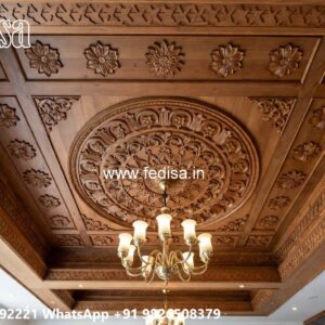 Wooden Ceiling Design Hall Fall Ceiling Design With 2 Fans No-1877